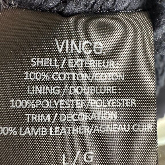 Vince Mens Full Zip Hoodie Sweatshirt Size Large Navy Blue Lined Cotton Waffle - Picture 4 of 5